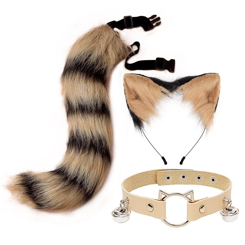 cos peluche animal oreille queue d'animal costume anime renard oreille loup oreille cheveux cerceau queue accessoire chat tête cloche collier de 2026 ? $25.99 –P11