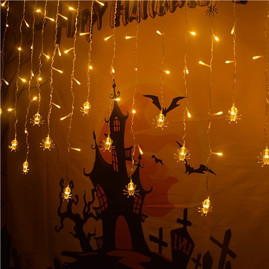 Halloween Decorations 3.5M 96Led LED Icicle Curtain String Lights, 3D Pumpkin Ghost Lantern for Home Party Holiday Lights EU US AU UK Plug 2025 - $17.99 –P13