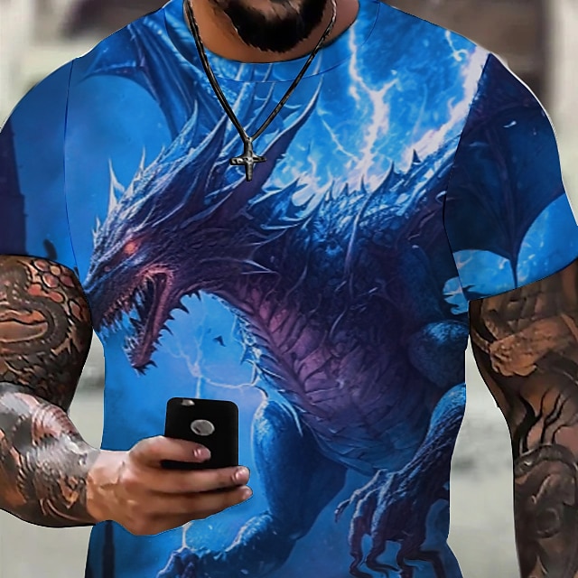 Herre Grafisk Dyr Drage T skjorte Kortermet T skjorte 3D-utskrift Crew-hals Skjorte Årgang Mote Designer utendørs Daglig Sport Lysegul Mørkegul Svart Vår sommer Klær S M L XL 2XL 3XL 2025 - $17.99 –P13