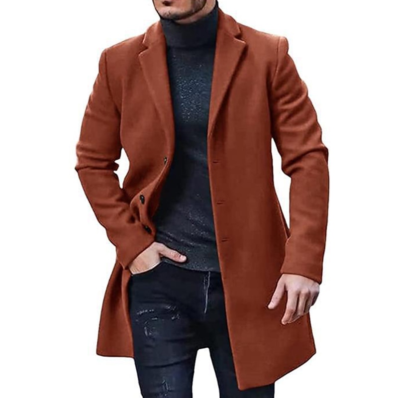 Herr Vinterkappa Trenchcoat Kontor & Karriär Dagliga kläder Vinter Polyester Håller värmen Tvättbar Ytterkläder Kläder Mode Uppvärmning Solid färg Ficka Kavajslag Enkelknäppt 2025 - $22.99 –P8