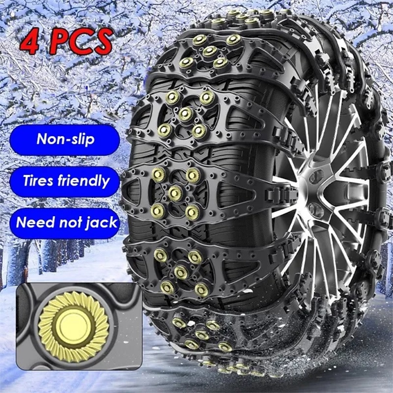 4pcs Universal Snow Chains Auto Traction Aid Ice Tire Spikes Winter Snow  Chain