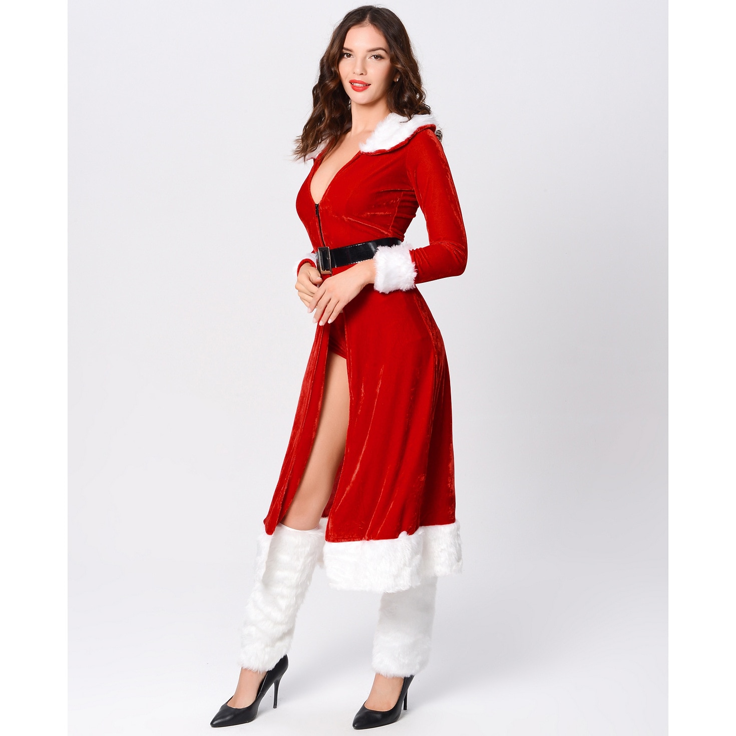 jultomten Mrs.Claus Kläder Julhatt Fin julklänning Dam Jul Karnival julafton Jul Vuxna Fest Jul Klänning Skärp Benvärmare 2025 - $55.99 –P9