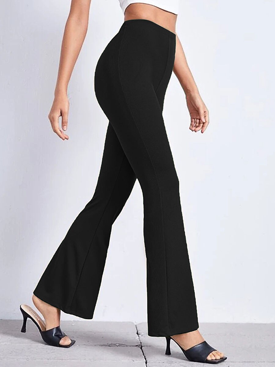 Per donna Fondo a campana Pantaloni Di tendenza Streetwear Lunghezza intera Vita normale Floreale Liscio Vita elastica Stampa Comfort Traspirabilità Morbido Media elasticità Da mare Feste Strada Nero del 2025 a $16.99 –P3
