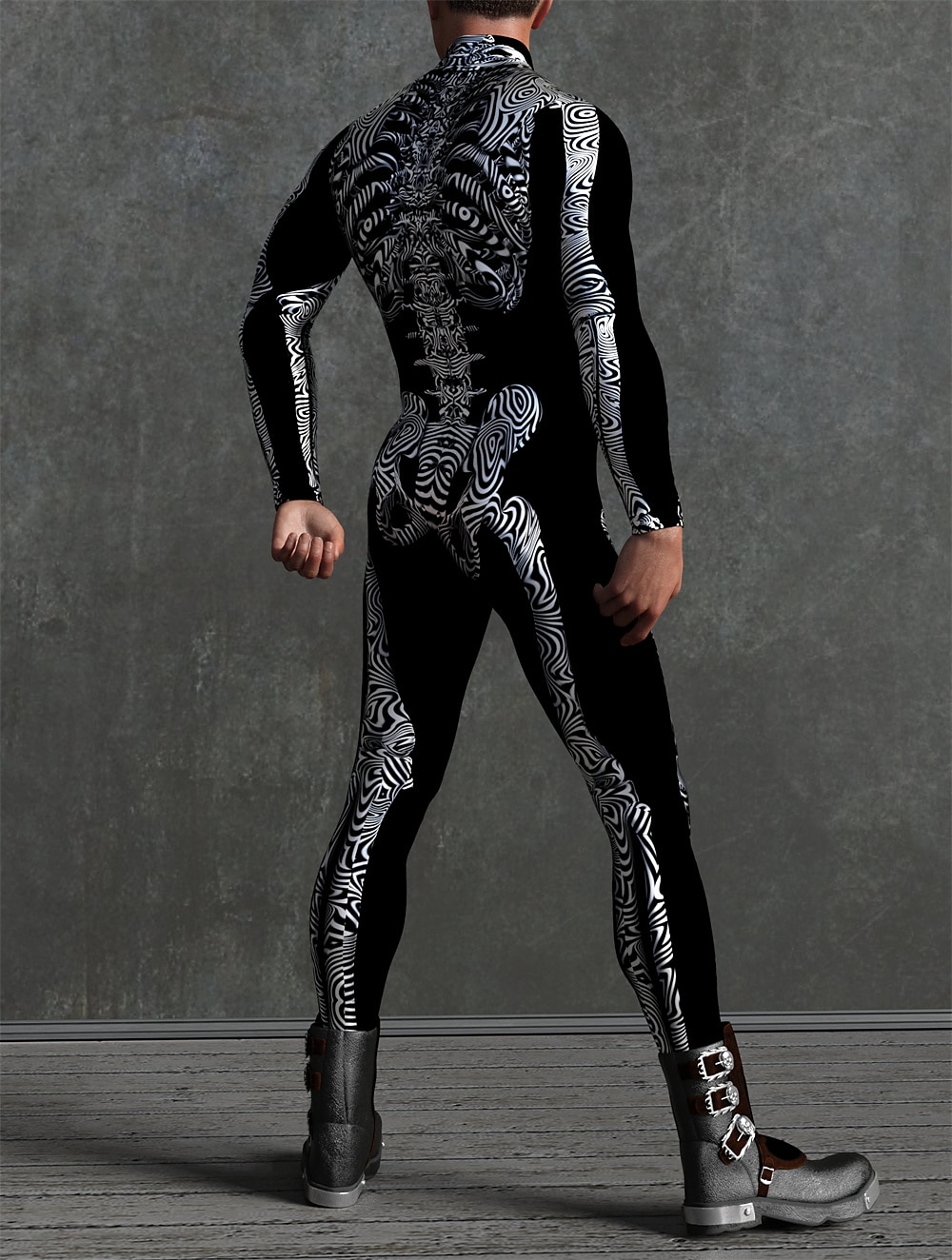 Totenkopf Halloween Cosplay Kostüm Bodysuits Ganzkörper-Catsuit Karnevalskostüm Ganzkörperanzug Einteiler Gruseliges Kostüm Kinder Erwachsene Herren Damen Maskerade Karneval Party Halloween Einfache 2025 - $37.99 –P6