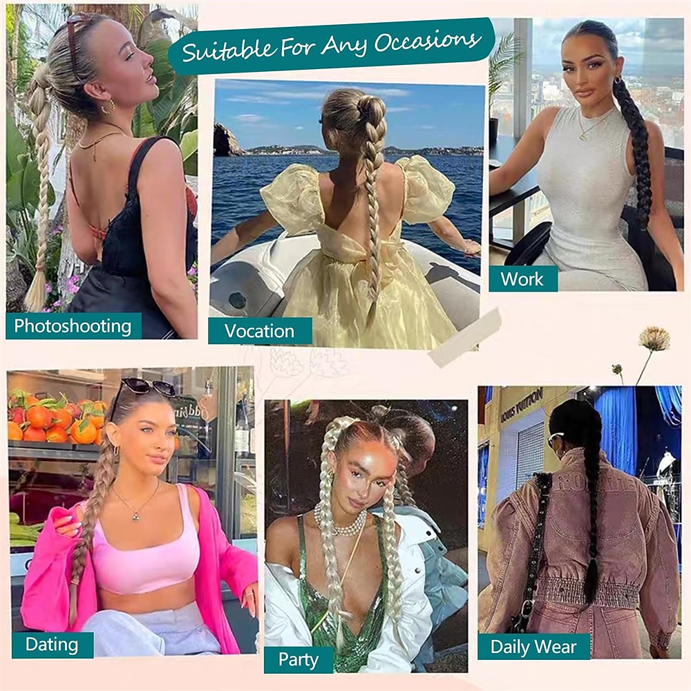 lang gevlochten paardenstaartverlenging met steil haar wikkel rond paardenstaart hair extensions met haarband zacht gezond synthetisch haar stuk voor vrouwen meisjes dagelijks 2026 - $16.49 –P7