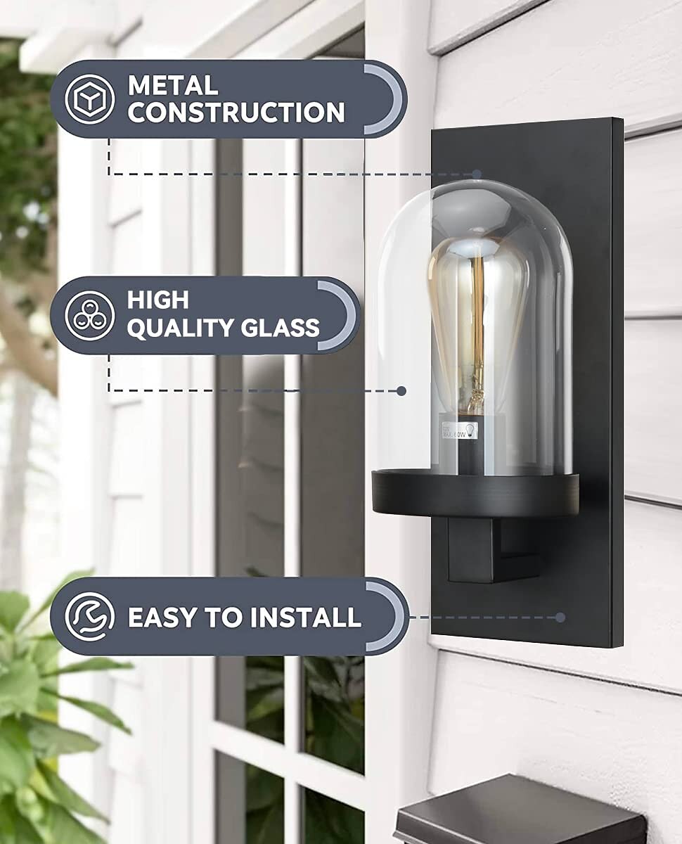 Black Industrial Wall Sconce Lighting Farmhouse Vintage Wall Lamp with Glass Shade Antique Rustic Wall Light for Barn Hallway Entryway Restaurant 110-240V 2025 - $66.99 –P6
