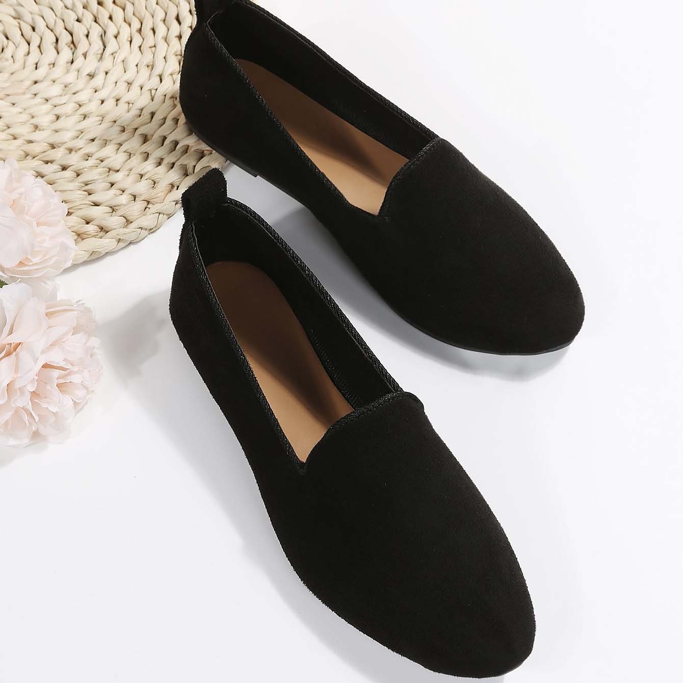 Women's Flats Ballerina Plus Size Soft Shoes Walking Solid Color Flat Heel Round Toe Casual Comfort Minimalism PU Wine Black Red 2023 - AED 69 –P8