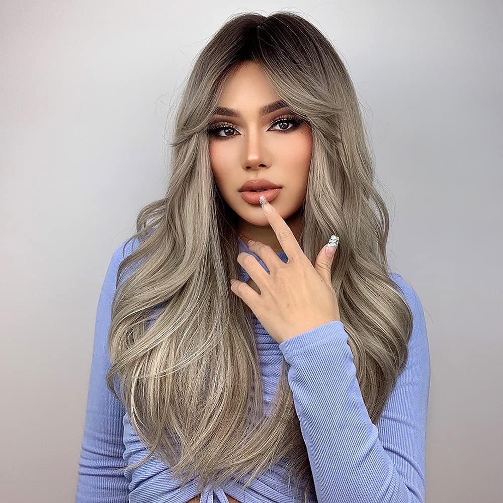 Blonde Brown Wavy Body Wave Full wig Hair for Women Lady Girl Middle Part 26 pouces résistant à la chaleur synthétique perruque d'aspect naturel quotidien à tout moment cosplay party de 2026 ? $24.99 –P7