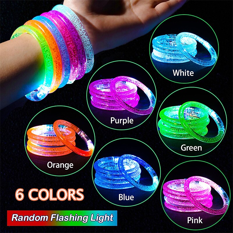10/ Pcs LED Light Up Bracelets Neon Glowing Bangle Luminous Wristbands Glow  in The Dark Party Supplies for Kids Adults 2024 - $9.99
