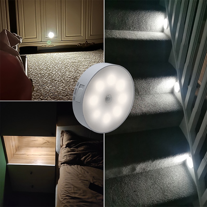 8 led φως αισθητήρα κίνησης led usb νυχτερινό φως κουζίνας υπνοδωμάτιο σκάλα ντουλάπι χωλ ντουλάπα φως νύχτας φως φόρτισης 2025 - $5.99 –P3