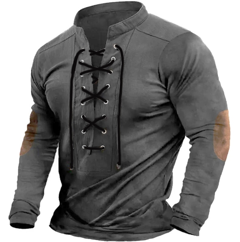 Herr Henleytröja T-tröja Långärmad tröja Långärmad Henley Sommar Färgblock Mode Designer Grundläggande Spetsknuten Semester Gata Utekväll Mörkgrå Svart Blå Topp t-shirt för män 2025 - $22.99 –P11