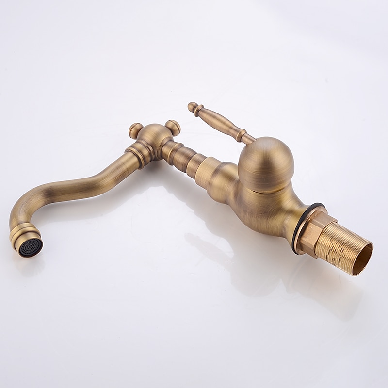 Luxury Retro Style Utility Sink Laundry Gold Faucet, Centerset High Arc One Handle One Hole Wash Basin Tap with Hot and Cold Water Switch, Laundry Tub Pot Filler Commercial Faucet in Antique Brass 2025 - $72.99 –P1