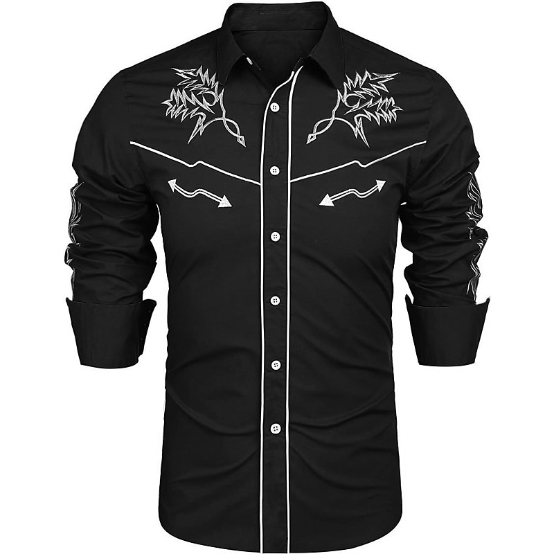 Men's Floral Graphic Prints Shirt Western Shirt Cowboy Shirt Long Sleeve Fashion Streetwear Designer Outdoor Daily Fall & Winter Turndown Print Red / White Black Navy Blue Khaki 2025 - $26.99 –P3