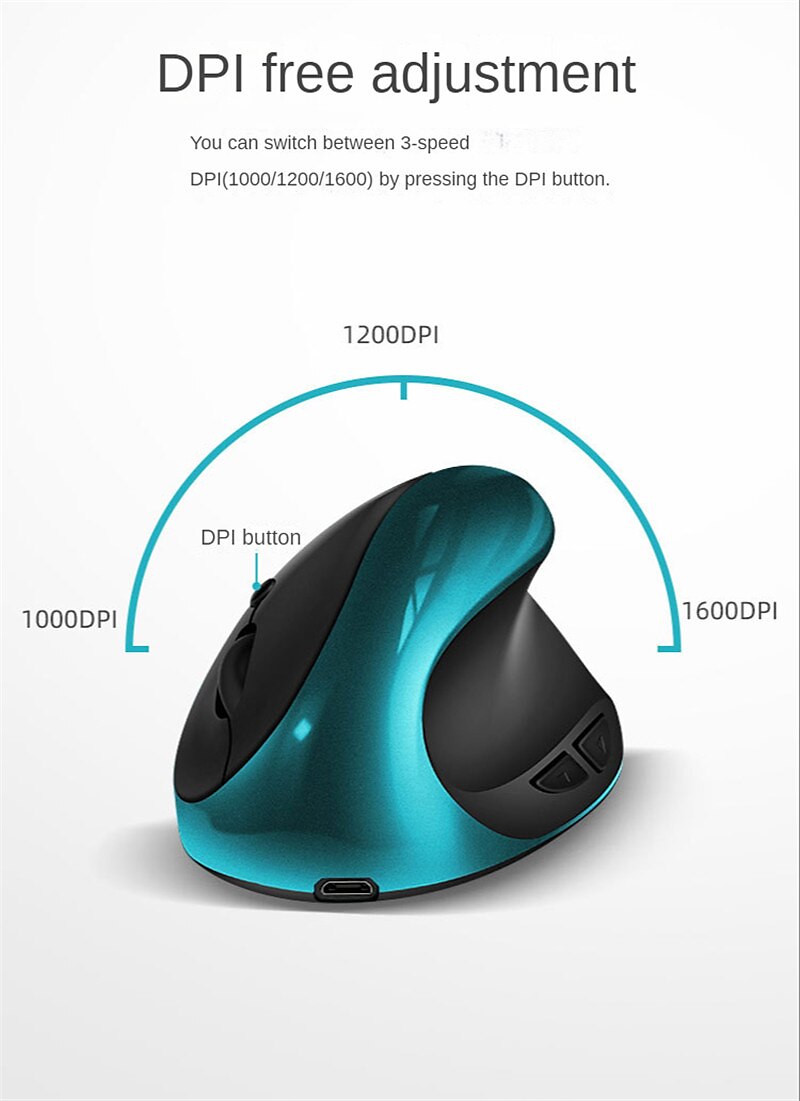 Rechargeable Vertical Mice Ergonomic Wireless Mouse 2.4G USB Receiver 1600 Adjustable DPI 6 Buttons Mouse 2025 - $17.99 –P8