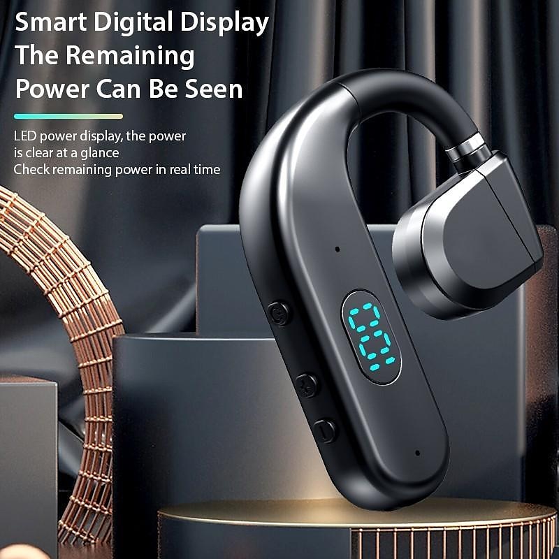 2025年 1pc ロングスタンバイ Bluetooth ワイヤレスイヤホン LED 電源ディスプレイ Bluetooth イヤホンノイズキャンセリングワイヤレスヘッドセット耳フックスポーツヘッドフォンボタン制御 コレクション – $18.99 –P3