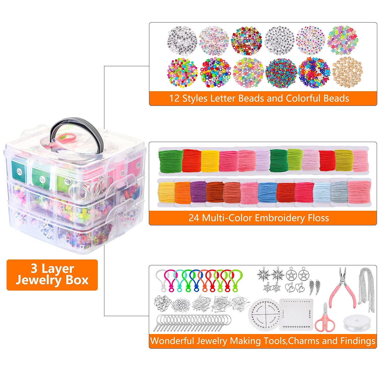 4655 pcs Jewelry Bracelet Making Kits Repair Tool Kits with Jewelry Pliers,  Making Supplies Kit, Jump rings, Beads, Beading Wire,Storage Case,Findings  and Charm…