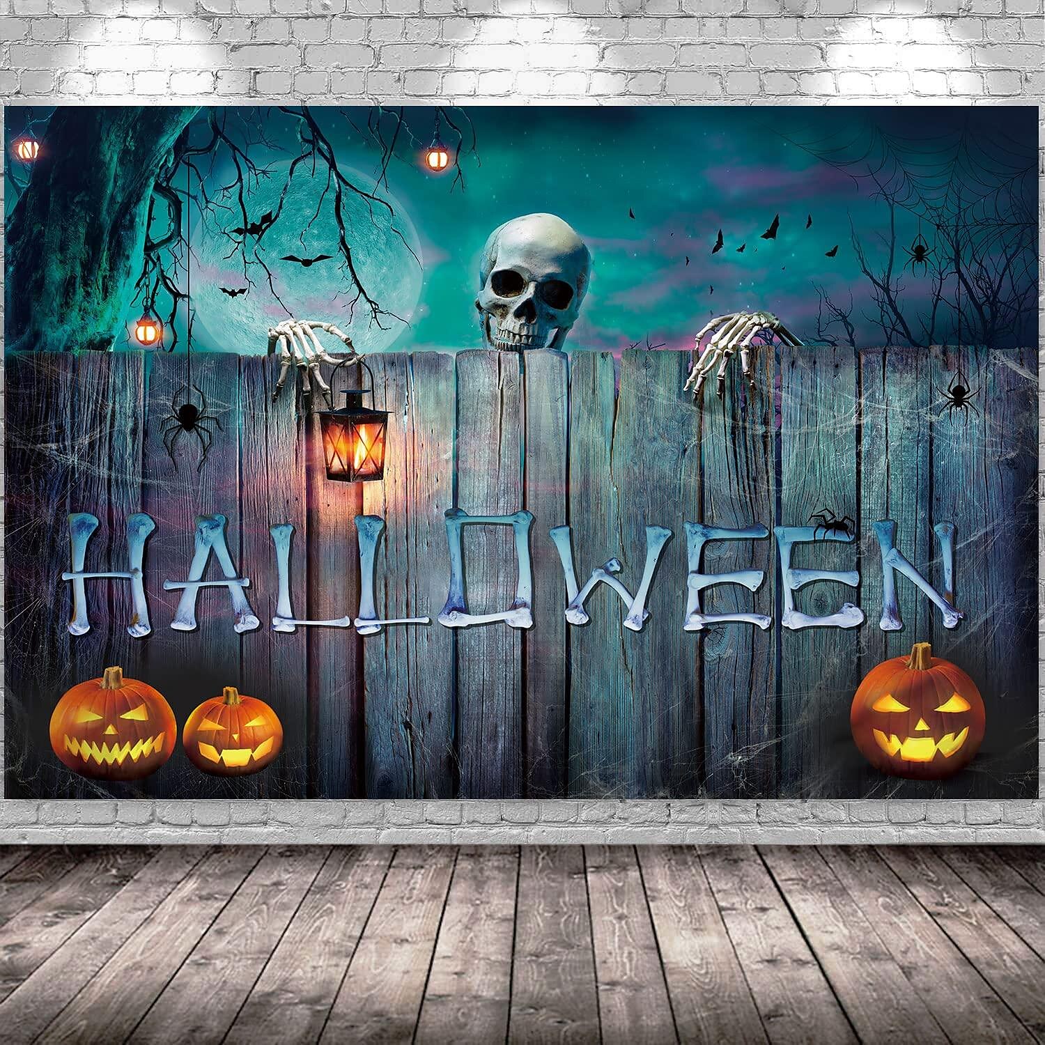 halloween dekorációk gobelin jack o lámpás tök dekor fal művészet nagy függő gobelin falfestmény dekoráció fénykép háttér takaró függöny otthon hálószoba nappali denevér kísértetház temető 2025 - GBP £8.99 –P1