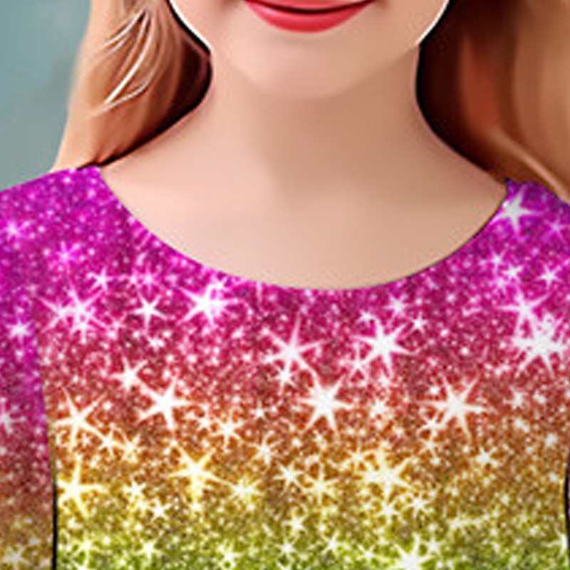 Girls' 3D Graphic Cartoon Unicorn Dress Long Sleeve 3D Print Summer Fall Vacation Sports & Outdoor Daily Cute Casual Beautiful Kids 3-12 Years Casual Dress A Line Dress Above Knee Regular Fit 2025 - $15.99 –P10