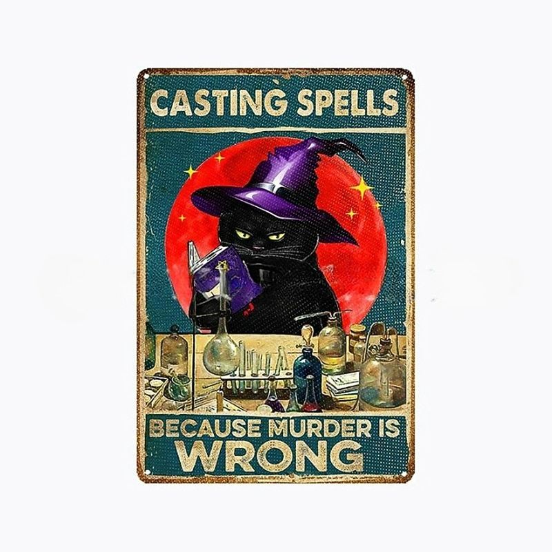 1db retro fém bádogtábla macska boros bádog tábla vintage konyhai táblák fali dekoráció, festmény fali akasztó lakberendezéshez fali művészet fém bádogtábla 20x30cm/8''x12'' 2026 - GBP £10.87 –P10