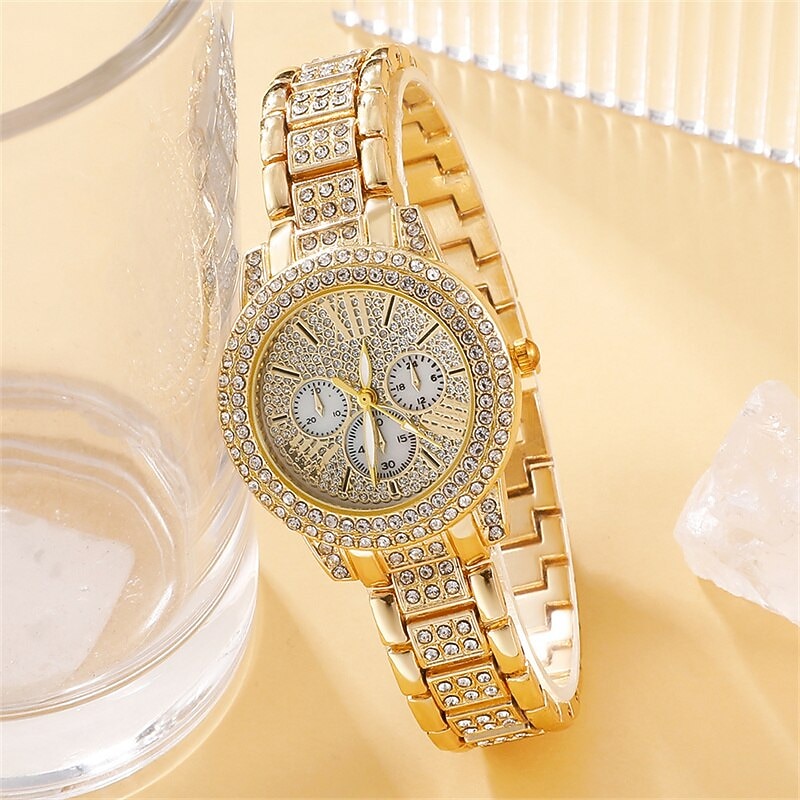 6PCS Set Luxus Uhr Muttertag Geschenk für Frauen Ring Halskette Ohrringe Kristall Mode Armbanduhr Weibliche Freizeit Damenuhren Armband Set 2026 - $19.99 –P5