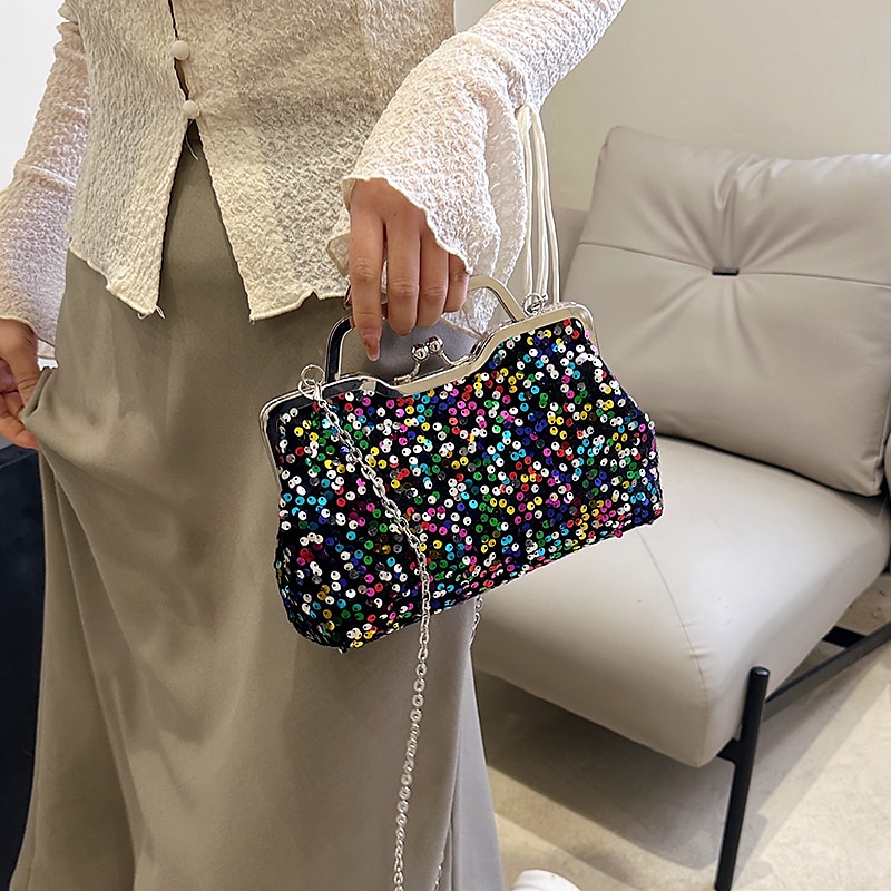 Women's Handbag Evening Bag Clutch Bags Synthetic Party Bridal Shower Wedding Party Sequin Large Capacity Anti-Dust Solid Color White Pink Blue 2025 - $34.99 –P16