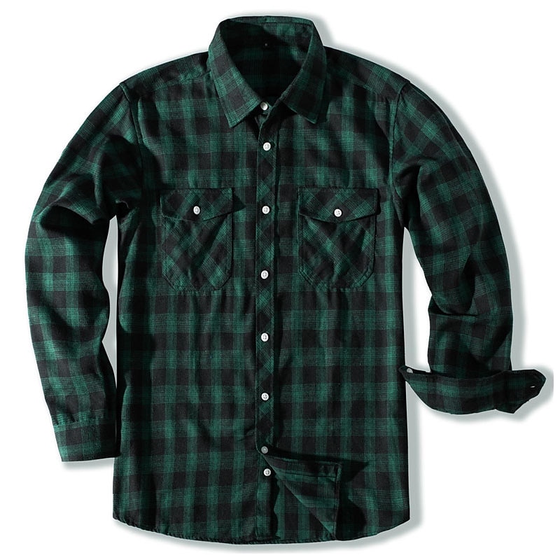 Herren Hemd Flanellhemd Kariertes Hemd Knopfhemd Overshirt Karo Outdoor Alltagskleidung Weiß Wein Rote Marineblau Langarm Revers Frühling & Herbst Bekleidung Fronttasche 2025 - $29.99 –P10