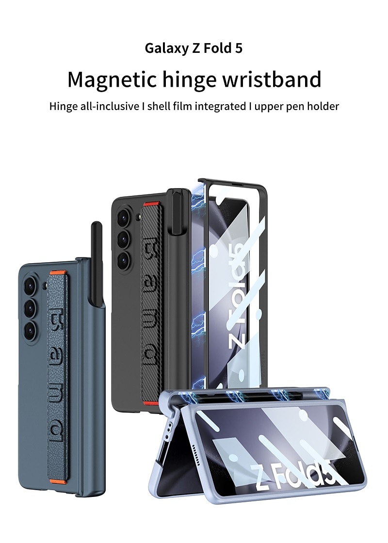 Phone Case For Samsung Galaxy Z Fold 5 Z Fold 4 Back Cover Pencil Holder Magnetic Full Body Protective PC 2025 - $32.99 –P1