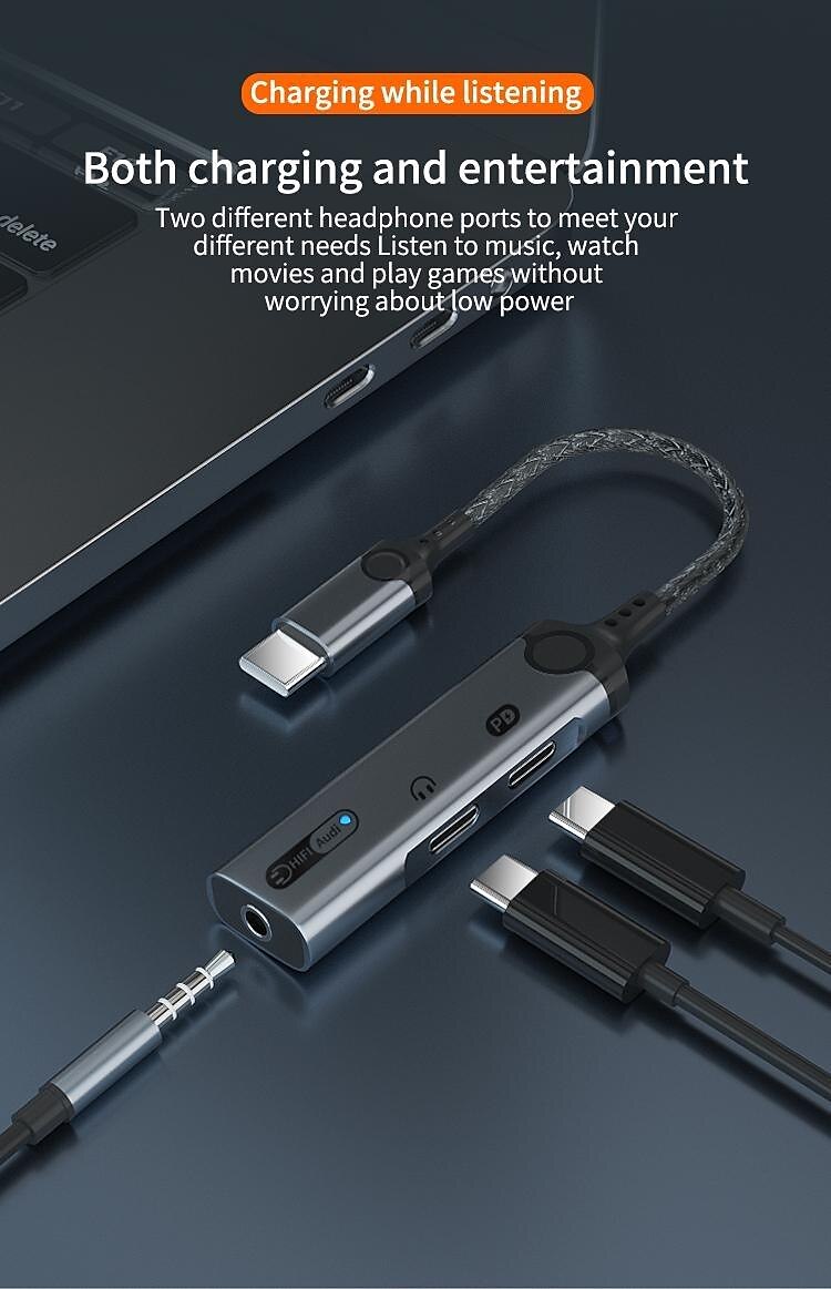 новый 3 в 1 usb-разветвитель для зарядки аудио с разъемом типа c на разъем 3,5 мм + двойной адаптер для разъема для наушников типа c 2025 - $25.99 –P5