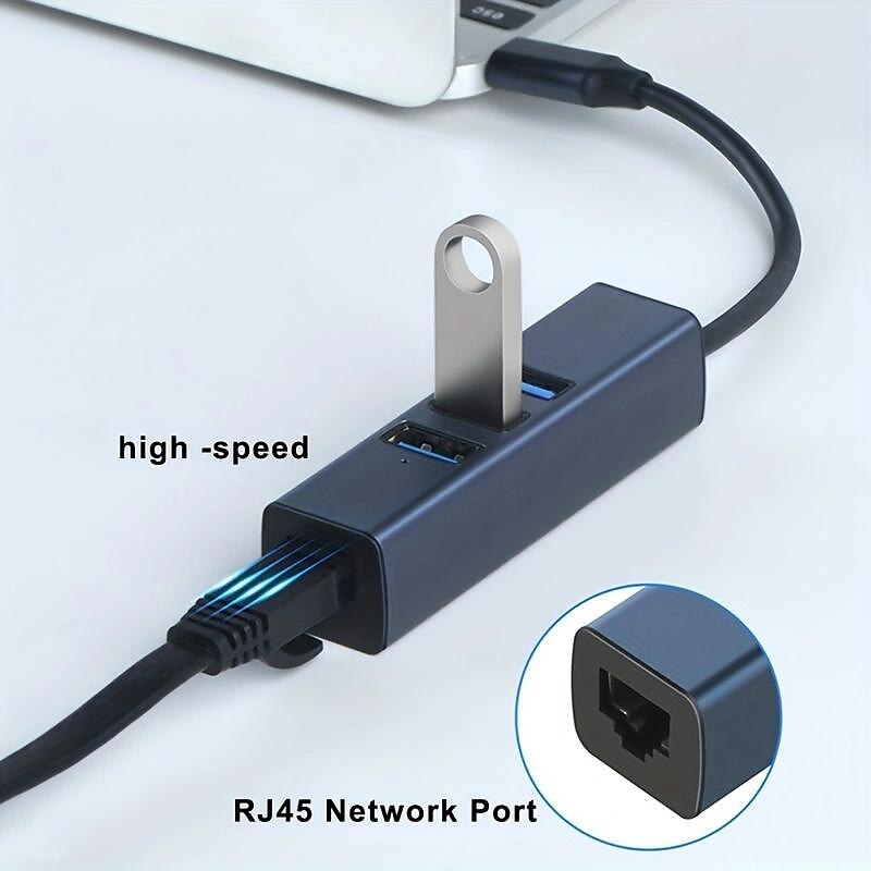 2025年 USB エキスパンダー 4-in-1 3.0 ハブ スプリッター タイプ C 100 メガビット ネットワーク カード ノートブック 1 ドラッグ 4 エキスパンダー  コレクション – $17.99 –P5