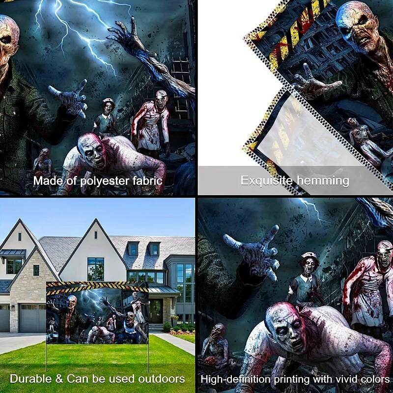 halloween zombie hengende veggteppe veggkunst stor billedvev veggmaleri dekor fotografi bakteppe teppe gardin hjem soverom stue dekorasjon halloween dekorasjoner 2025 - $13.99 –P4