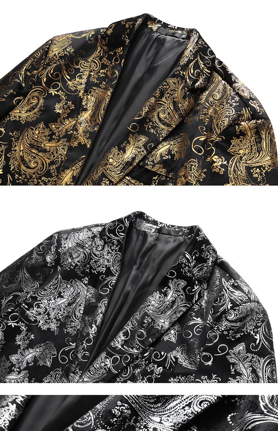 Herr Kavajjacka Kavaj Mode party Klassisk Blommig Blazer Silver Guld Standardpassform Singelknäppt 1 Knapp 2025 - $69.99 –P3