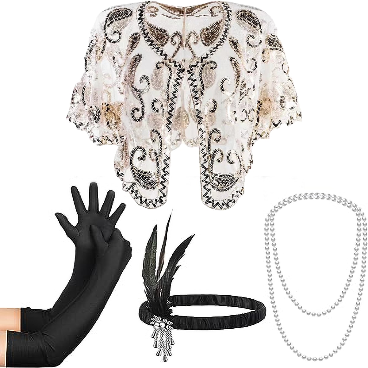 Retrò Vintage Anni Ruggenti Anni 1920 Costume Cosplay Abiti Fascia Flapper Il grande Gatsby Invitato al matrimonio Paillettes Frangia con nappe Per donna Natale Halloween Carnevale Halloween Festa del 2025 a $26.99 –P9