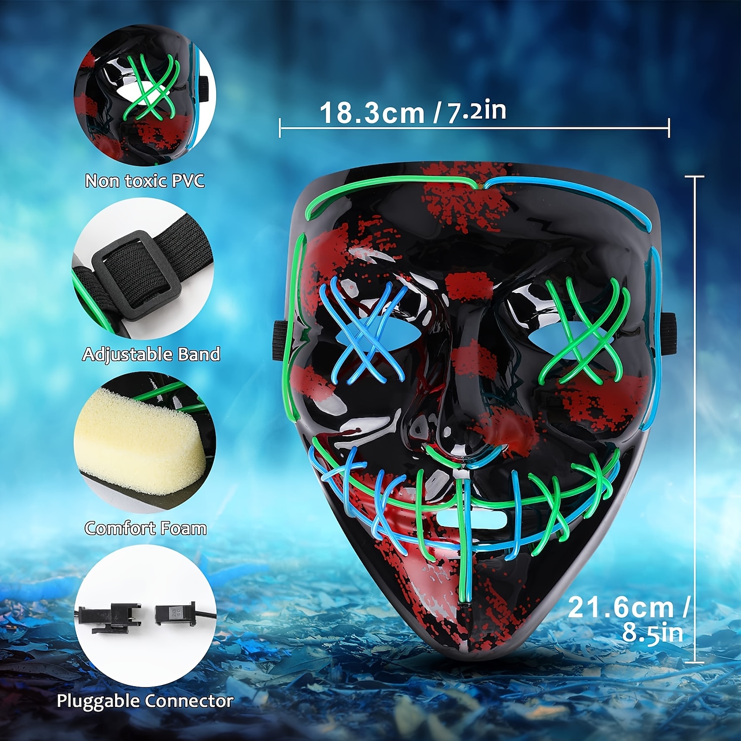Jolly Clown Halloween Oggetti di scena di Halloween Maschera LED V for Vendetta Maschera di Carnevale Divertente Halloween Adulti Per uomo Per donna Halloween Carnevale martedì grasso Costumi di del 2025 a $35.99 –P1