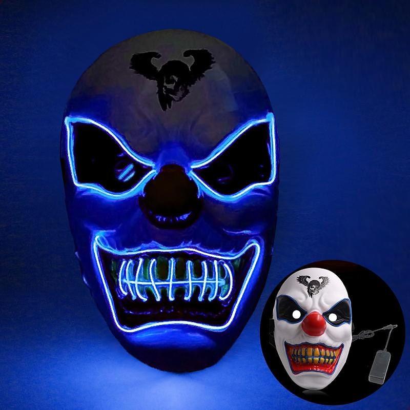 halloween led izzó maszk új party rave neon maszk dekor horror bohóc világító maszk álarcos maszk klub cosplay jelmez kellékek 2026 - $12.99 –P9