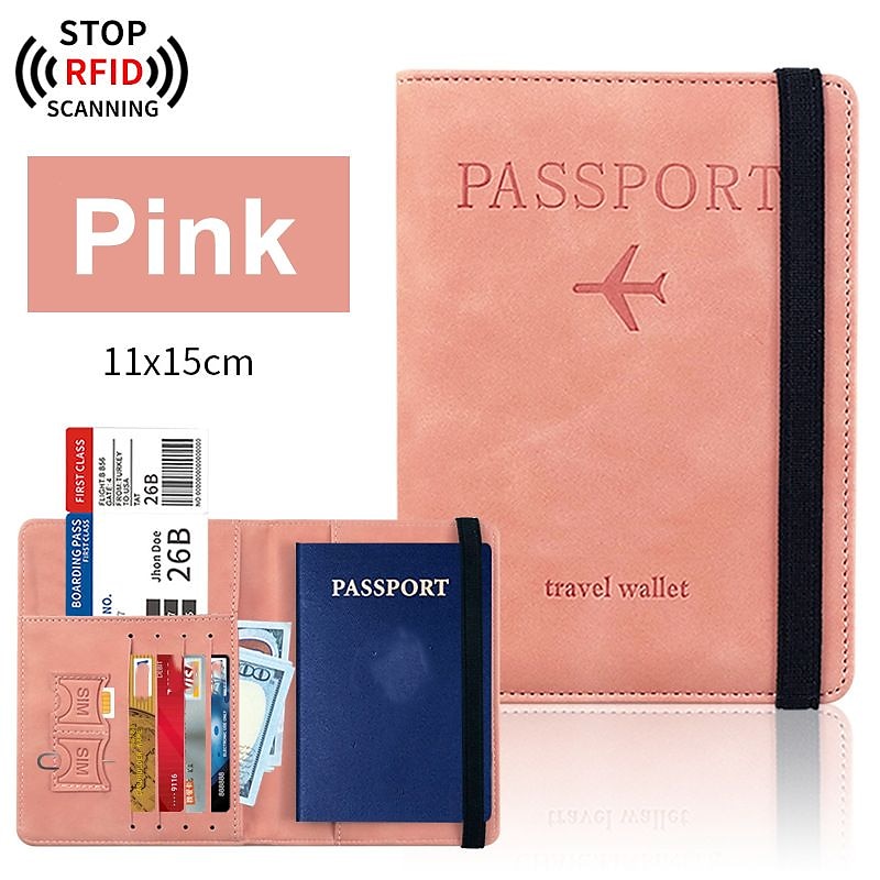 Leather Passport Cover RFID Elastic Band Travel Credit ID Card Waterproof Passport Holder Men Women Wallet Document Organizer 2025 - $6.49 –P4