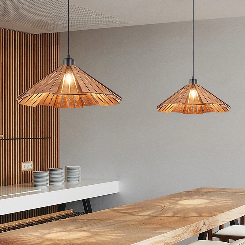 lampada a sospensione moderna lampada a sospensione geometrica paralume in legno naturale illuminazione corridoio lampadario lampada da soffitto per camera da letto cucina isola fattoria 110-240v del 2025 a $152.99 –P2