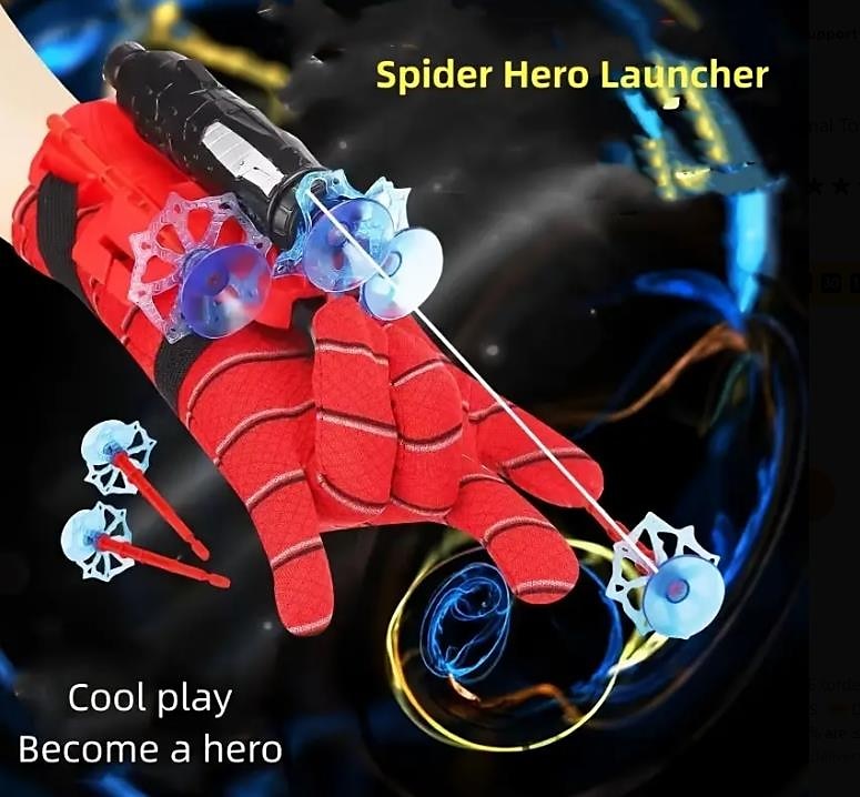 spider launcher spider silke spider hero mann spinner silke hansker svarte barneleke gutt myke kuler kan lanseres halloween gave til julegaver 2026 - $18.99 –P4