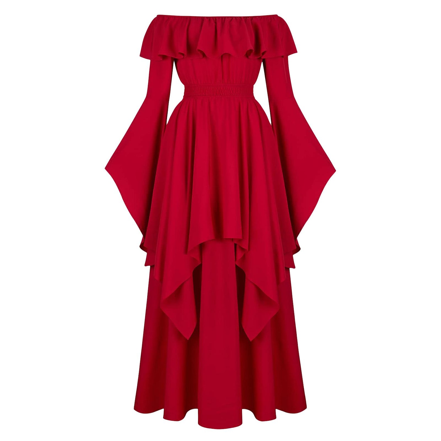 Elegante Medieval Renacimiento Vestido Cóctel Vestido inspirado en la regencia Manga Farol Vikingo élfico Hombros Caídos Color sólido Mujer Celta Pirata Fantasía Víspera de Todos los Santos Carnaval 2025 - $54.99 –P8