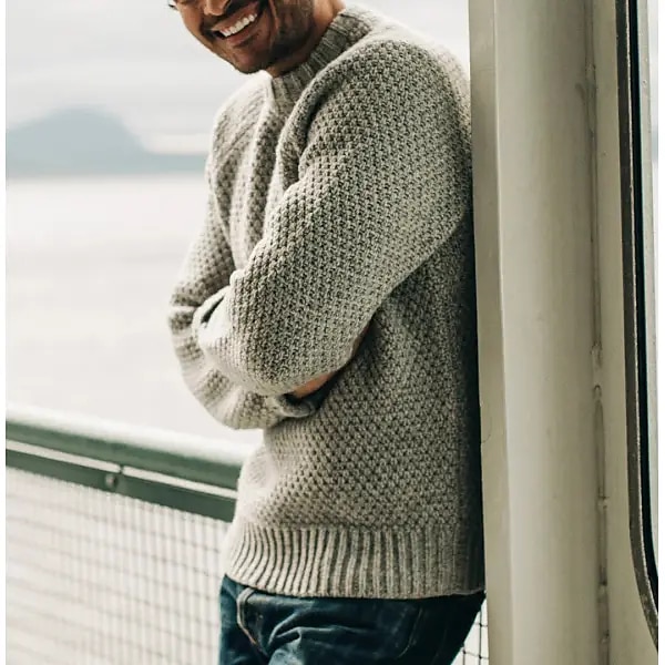 Herren Pullover Herbstpullover Overall Gerippt Gehäkelt Stricken Standard Strick Glatt Rundhalsausschnitt Retro Arbeit Freizeitskleidung Bekleidung Winter Schwarz Weiß M L XL 2025 - $30.99 –P4