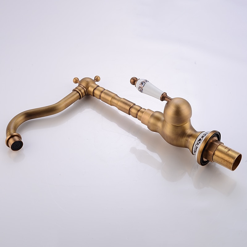 Vintage Kitchen Faucet Sink Mixer Taps, Single Handle Vessel Tap with Cold and Hot Hose 2026 - $106.99 –P2