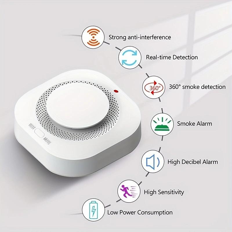 Tuya Smart Life WiFi Function Family Parlor Child Room Home Kitchen Smoke Detector PIR Sound Alarm Sensor Shop Fire Inspection 2025 - $19.99 –P5