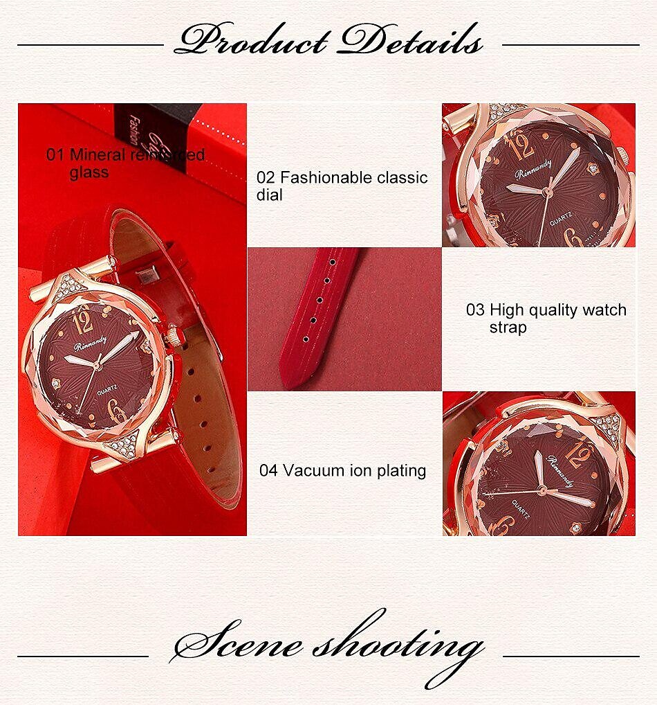 5 unids/set de relojes para mujer, reloj de pulsera de cuero para mujer, reloj de pulsera simple e informal a la moda para mujer y regalo de joyería 2025 - $6.99 –P10