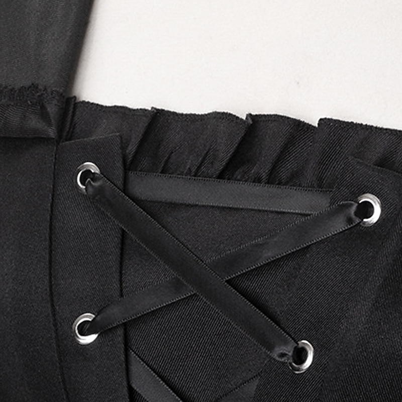 Punk & Gothic Mittelalterlich Partykostüm Maskerade Halloween Kostüme Trompetenärmel Hexe Cosplay Kordelzug Einfarbig Kostüm Damen Vikinger Fantasie Walpurgisnacht Halloween Karneval Maskerade 2026 - $44.99 –P6