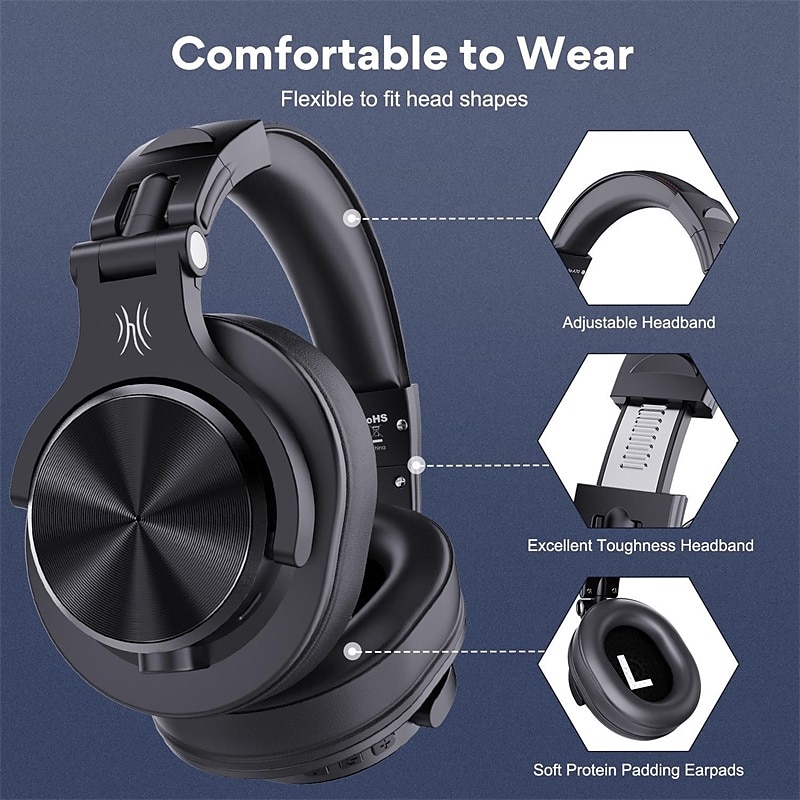 OneOdio Bluetooth Over-Ear Headphones with Mic | Wireless & Corded Dual-Mode Headphones for Drum Piano PC Phones Laptop-72 Hours Playtime 2025 - $74.99 –P7