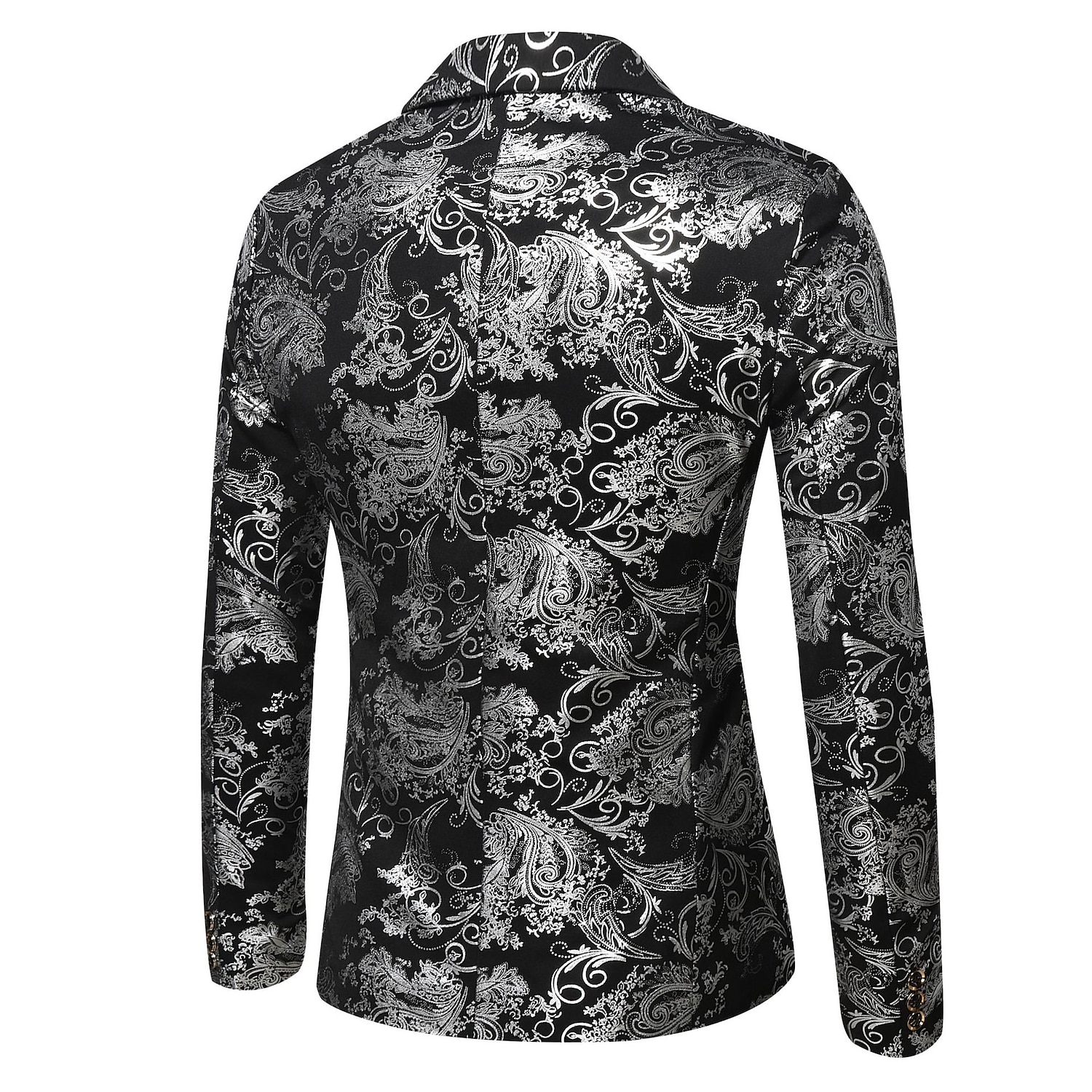 Herren Abendkleidung Blazer Sakko Hochzeitsfeier Cocktail Ganzjährig Polyester Blumen Einreiher - 2 Knöpfe Blazer Silber Gold 2025 - $52.99 –P5