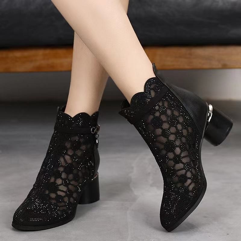Women's Heels Boots Clear Shoes Heel Sandals Heel Boots Office Daily Cut-out Booties Ankle Boots Summer Sparkling Glitter High Heel Chunky Heel Pointed Toe Round Toe Elegant Classic Casual Faux Suede 2023 - AED 121 –P6