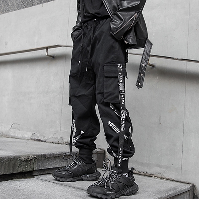 Homens Calças Cargo Techwear Com Cordão Bolsos Tecido Conforto Macio Ao ar livre Diário Para Noite Moda Casual Preto Micro-Elástica de 2026 por $25.99 –P9