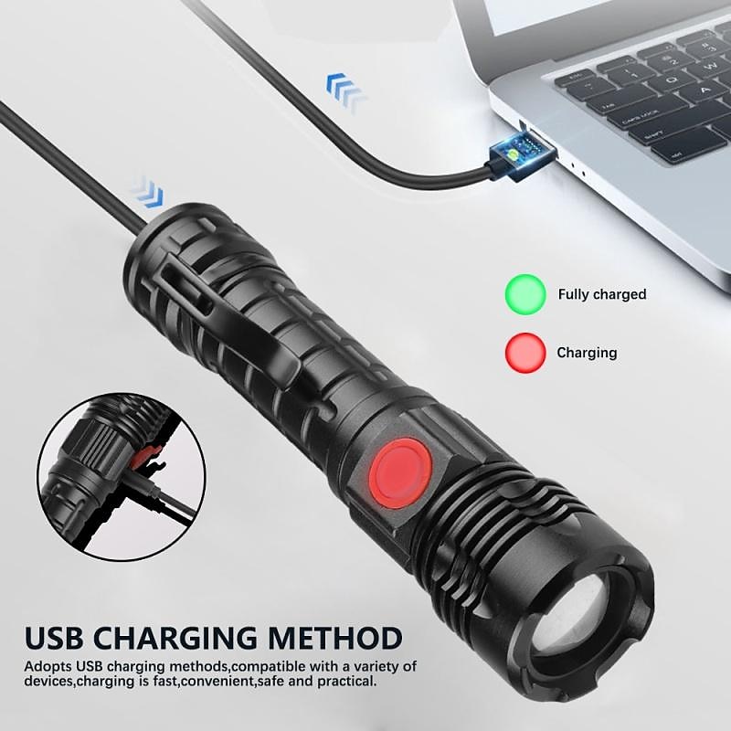 2025年 強力な LED 懐中電灯ハイパワー 18650 usb 充電式ズーム釣りランタン 5 モード防水自転車ライト戦術的なトーチ コレクション – $24.99 –P7