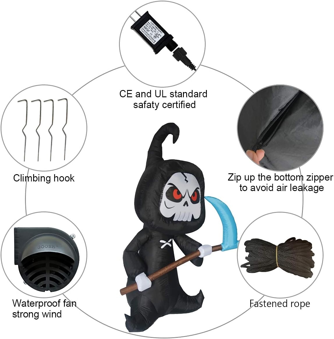 6FT Halloween Decoration Inflatable Halloween Grim Reaper Blow Up Yard Decoration Clearance with LED Lights Built-in for Holiday/Party/Yard/Garden 2025 - $73.99 –P2