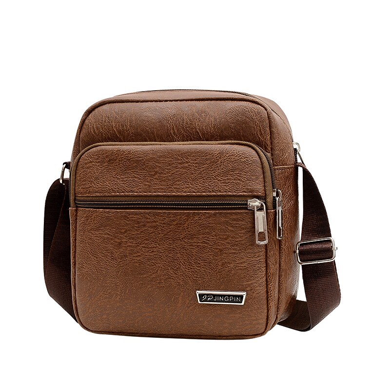 Men's Crossbody Bag Shoulder Bag Satchel PU Leather Outdoor Daily Holiday Buttons Zipper Large Capacity Waterproof Lightweight Solid Color Yellow brown Black Brown 2025 - $18.99 –P12